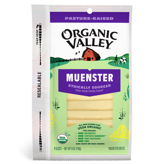Organic Valley, Munster Cheese 8 Slices, 6 Oz