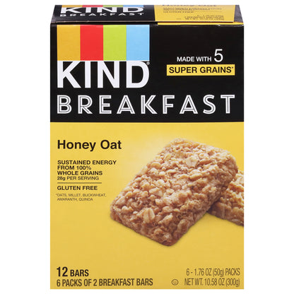 Kind Breakfast Honey Oat Bars 6 - 1.76 oz Packs