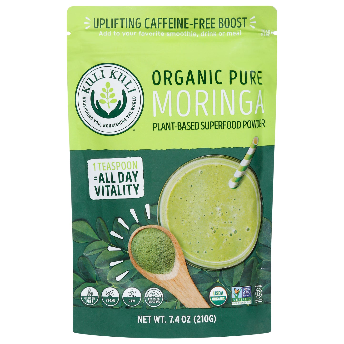 Kuli Kuli Organic Pure Moringa Plant-Based Superfood Powder 7.4 oz