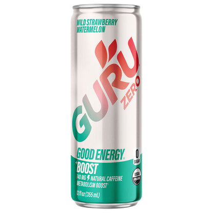 GURU ORGANIC ENERGY DRINK - ZERO Wild Strawberry Watermelon 12oz