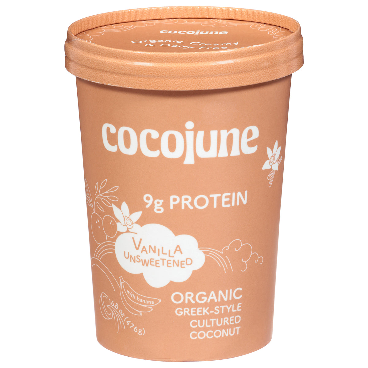 Cocojune Organic Greek-Style Cultured Coconut Vanilla Unsweetened Yogurt 16.8 oz
