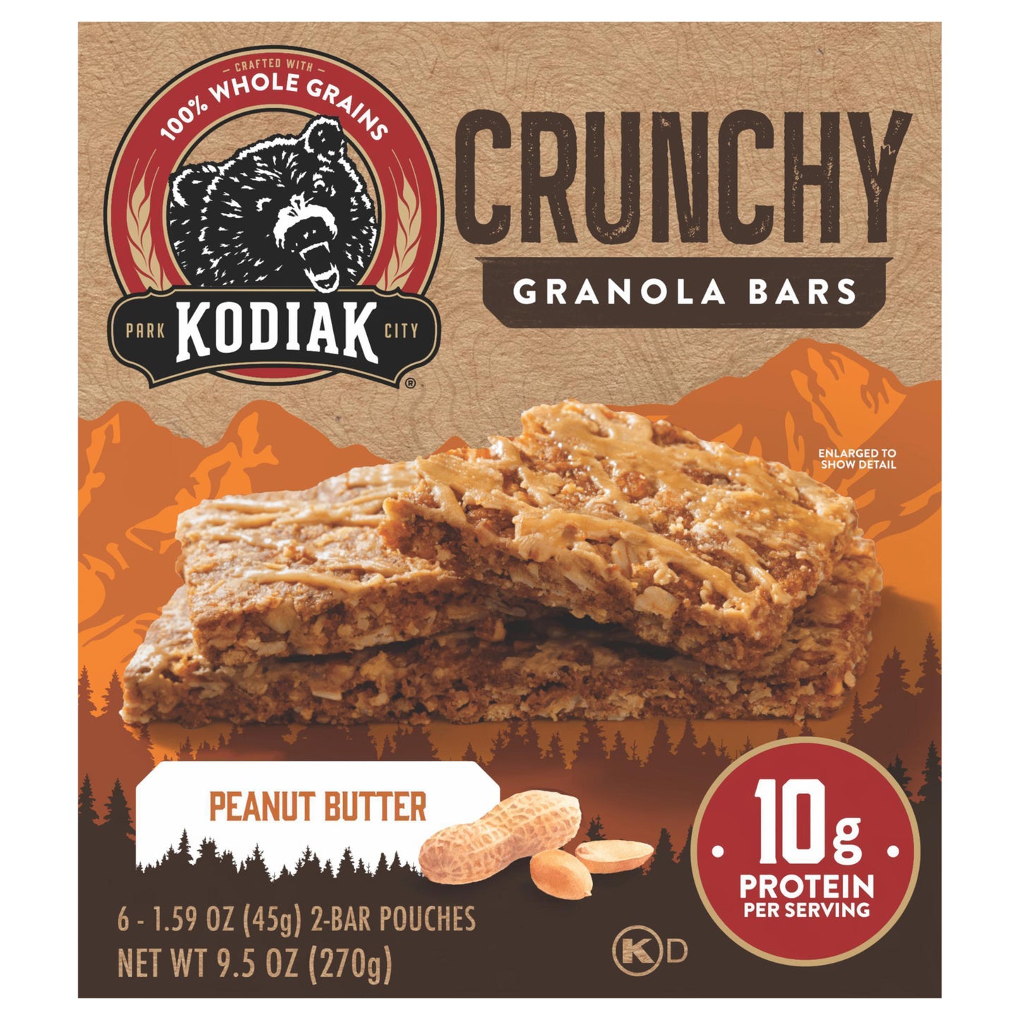 Crunchy Granola Bar, Peanut Butter, 9.5 oz/6 Ct