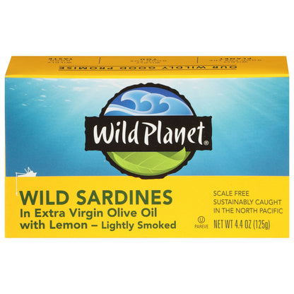Wild Planet Lightly Smoked Wild Sardines in Extra Virgin Olive Oil with Lemon 4.4 oz