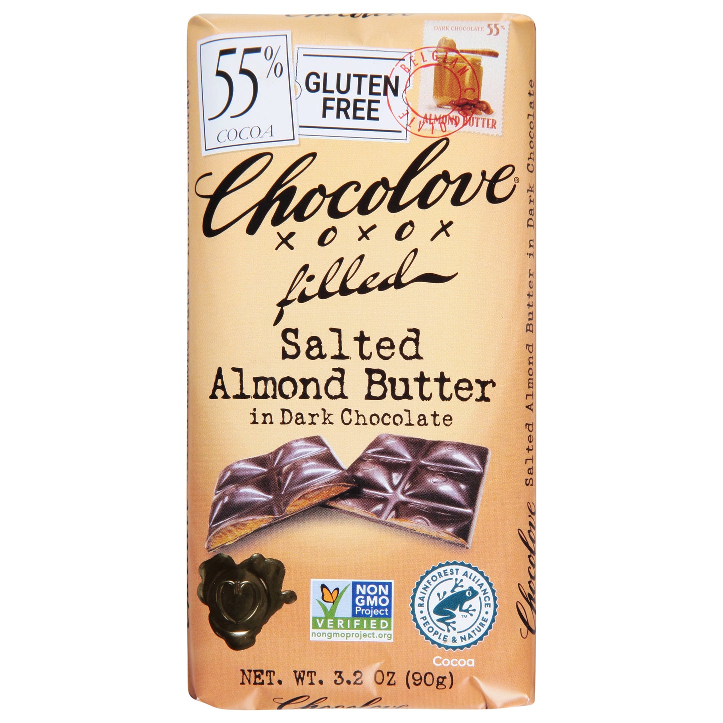 Chocolove 55% Cocoa Filled in Dark Chocolate Salted Almond Butter 3.2 oz