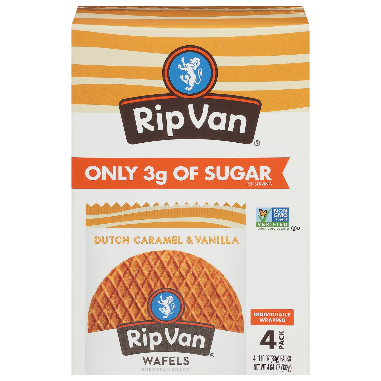 Rip Van Dutch Caramel & Vanilla Wafels 4 Pack 4 - 1.16 oz Packs