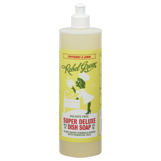 Rebel Green Sulfate Free Super Deluxe Peppermint & Lemon Dish Soap 16 fl oz