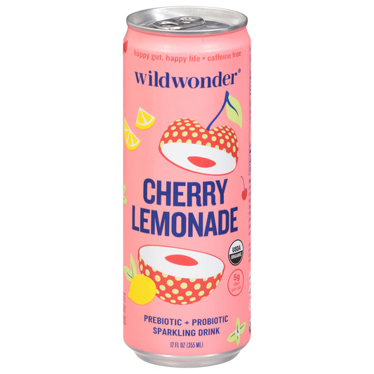 Wildwonder Prebiotic + Probiotic Cherry Lemonade Sparkling Drink 12 fl oz