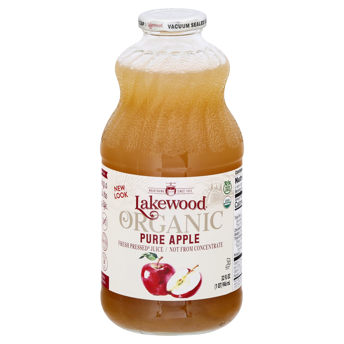 Lakewood Organic Fresh Pressed Pure Apple Juice 32 oz
