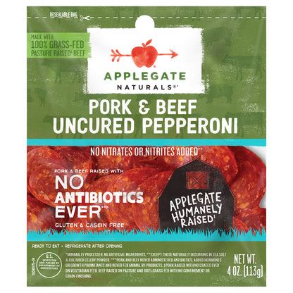Applegate Natural Uncured Pork & Beef Pepperoni Sliced, 4oz