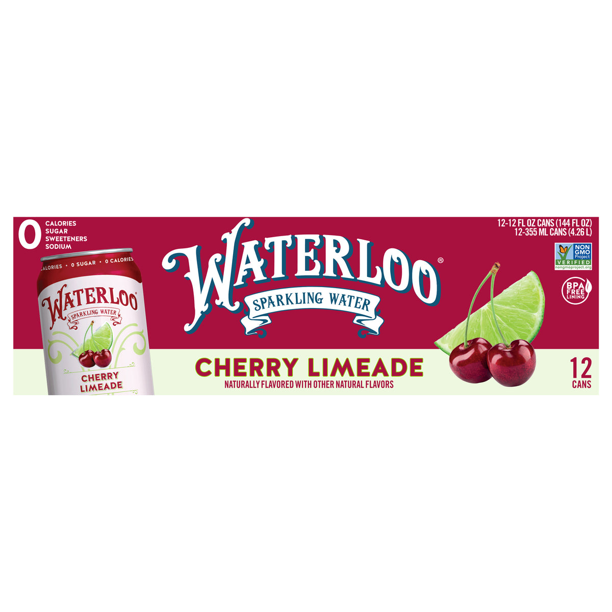 Cherry Waterloo Waterloo Cherry Limeade Sparkling Water 12 - 12 fl oz Cans – Hudson ...