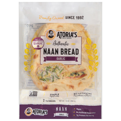 Atoria's Family Bakery Garlic Naan Bread 2 Each