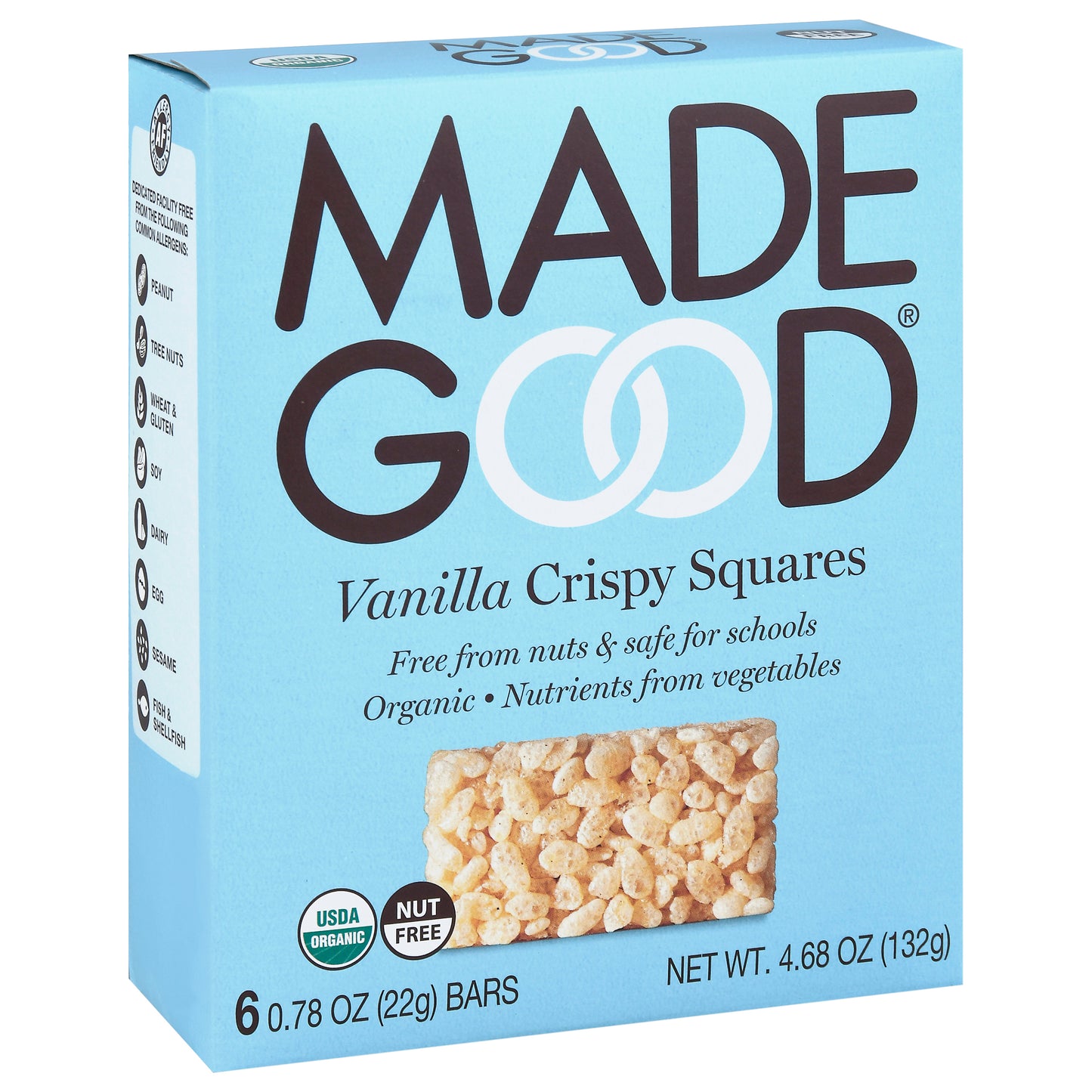 MadeGood Vanilla Crispy Squares 6 - 0.78 oz Bars