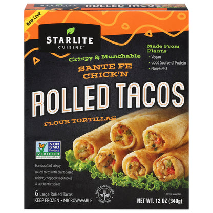 Starlite Cuisine Crispy & Munchable Rolled Sante Fe Chick'n Tacos 6 ea