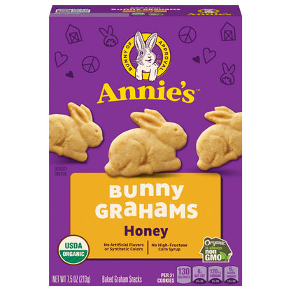 Annie's Organic Baked Bunny Grahams Snacks, Honey, 7.5 oz