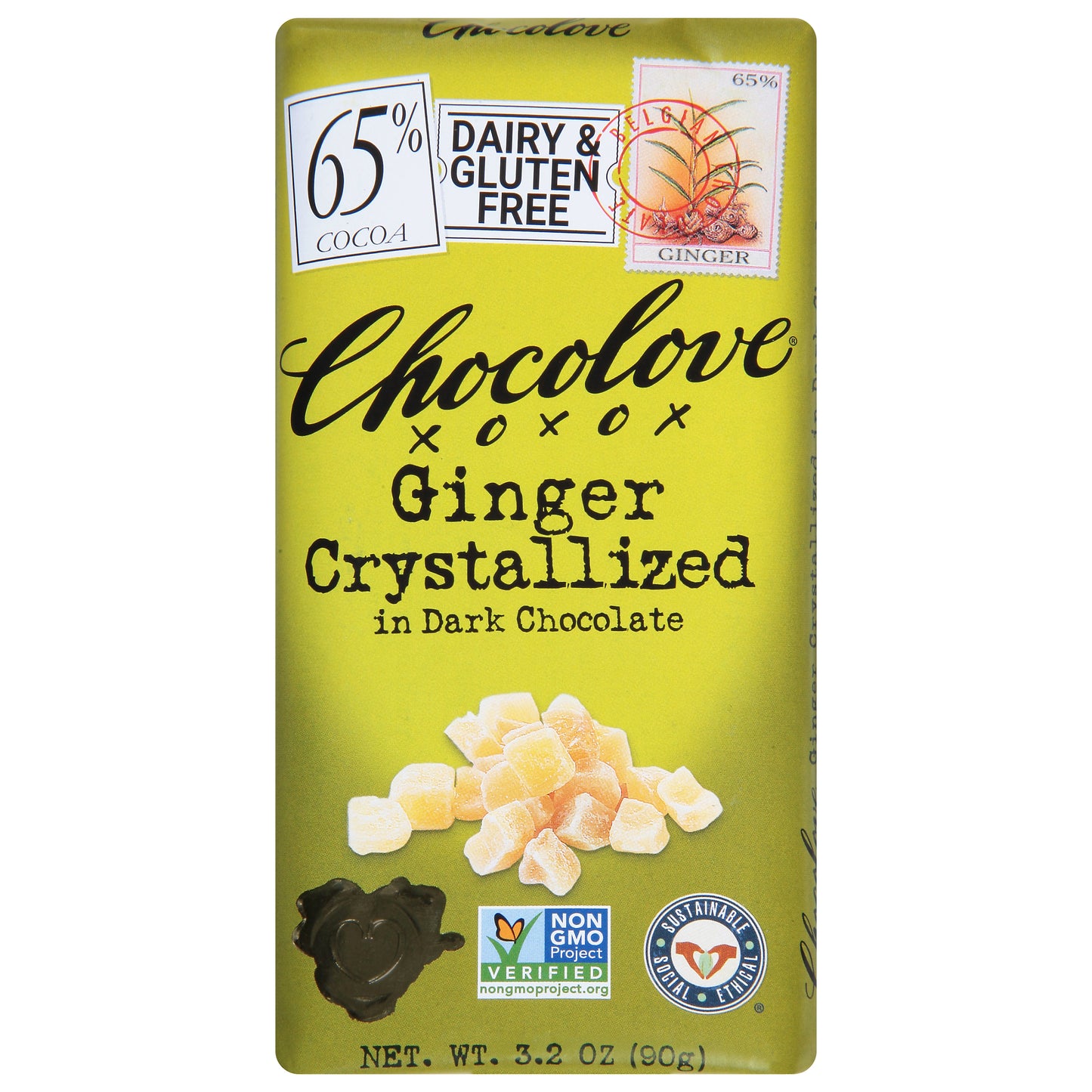 Chocolove 65% Cocoa in Dark Chocolate Ginger Crystallized 3.2 oz