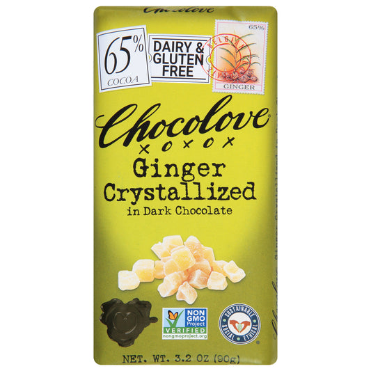 Chocolove 65% Cocoa in Dark Chocolate Ginger Crystallized 3.2 oz