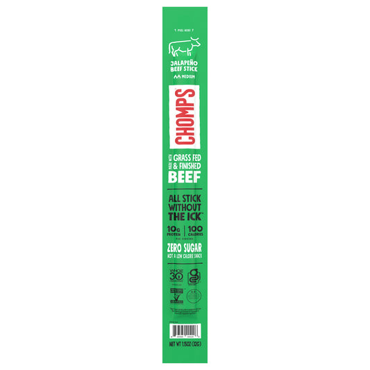 Chomps Jalapeño Beef Jerky Meat Snack, 1.15oz Stick