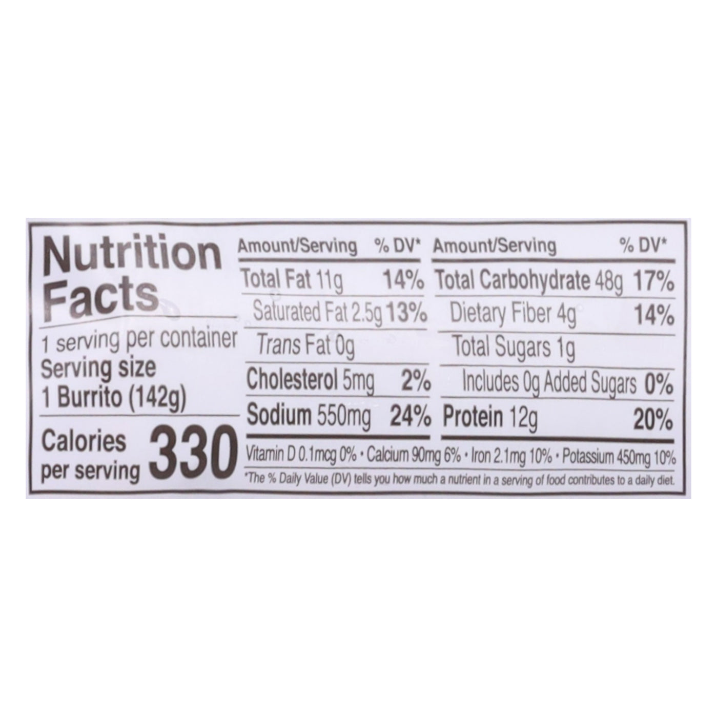 Red's Organic Bean & Cheese Burrito 5 oz