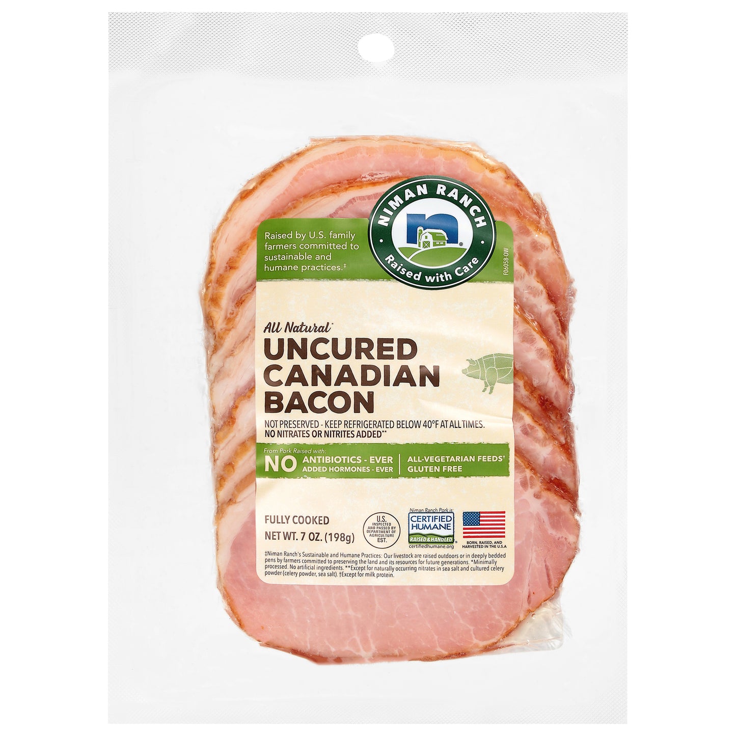Niman Ranch All Natural Uncured Canadian Bacon 7 oz