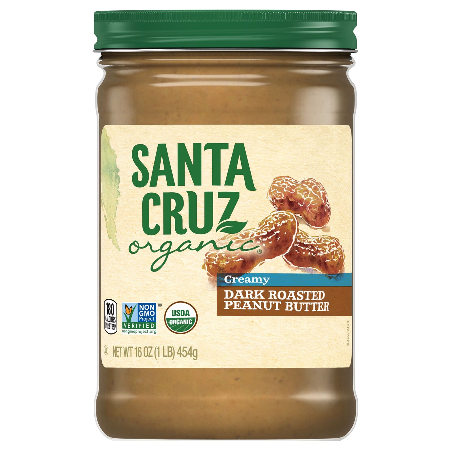 Santa Cruz Organic Creamy Dark Roasted Peanut Butter, 16 Ounces