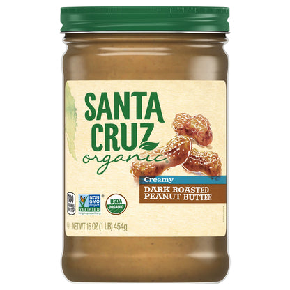 Santa Cruz Organic Creamy Dark Roasted Peanut Butter, 16 Ounces