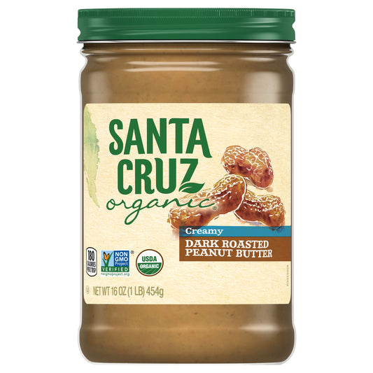 Santa Cruz Organic Creamy Dark Roasted Peanut Butter, 16 Ounces