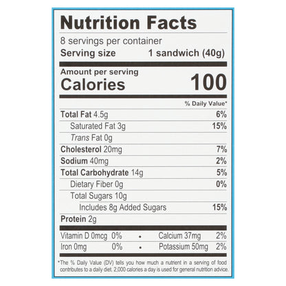 Alden's Organic Mini Squares Vanilla Ice Cream Sandwich with Real Organic Vanilla 8 - 2 fl oz Sandwiches