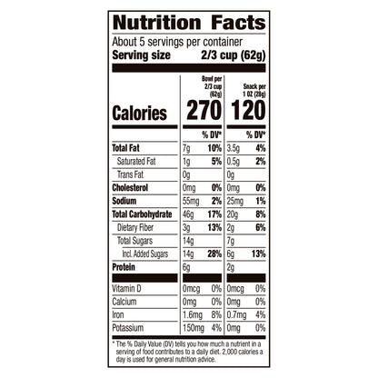 Cascadian Farm Organic Granola, Oats and Honey Cereal, Resealable Pouch, 11 oz.