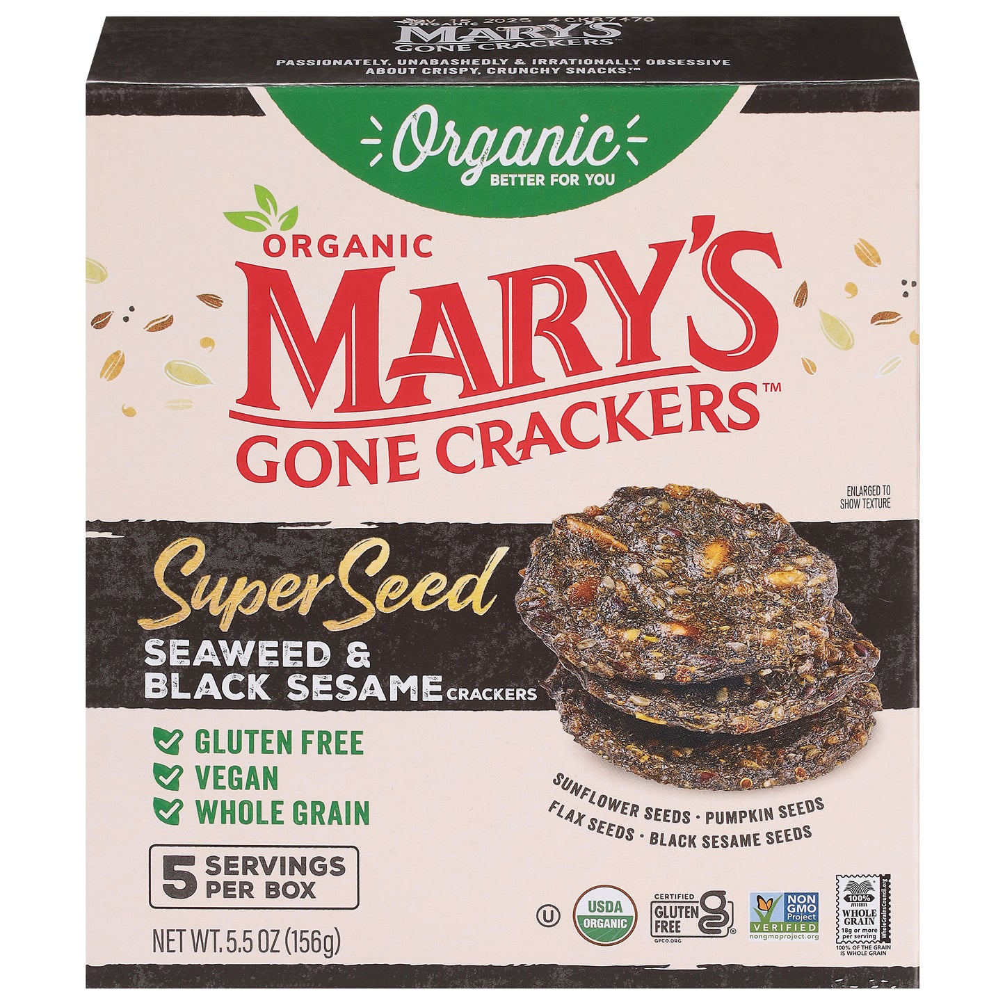 Mary's Gone Crackers Organic Super Seed Seaweed & Black Sesame Crackers 5.5 oz