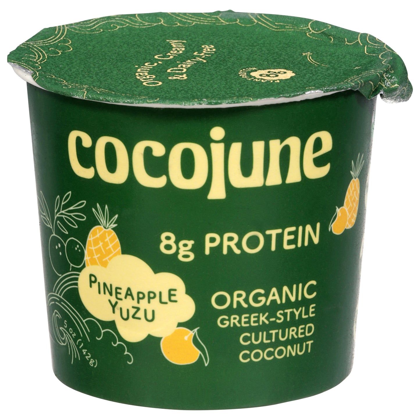 Cocojune Organic Greek-Style Cultured Coconut Pineapple Yuzu Yogurt 5 oz