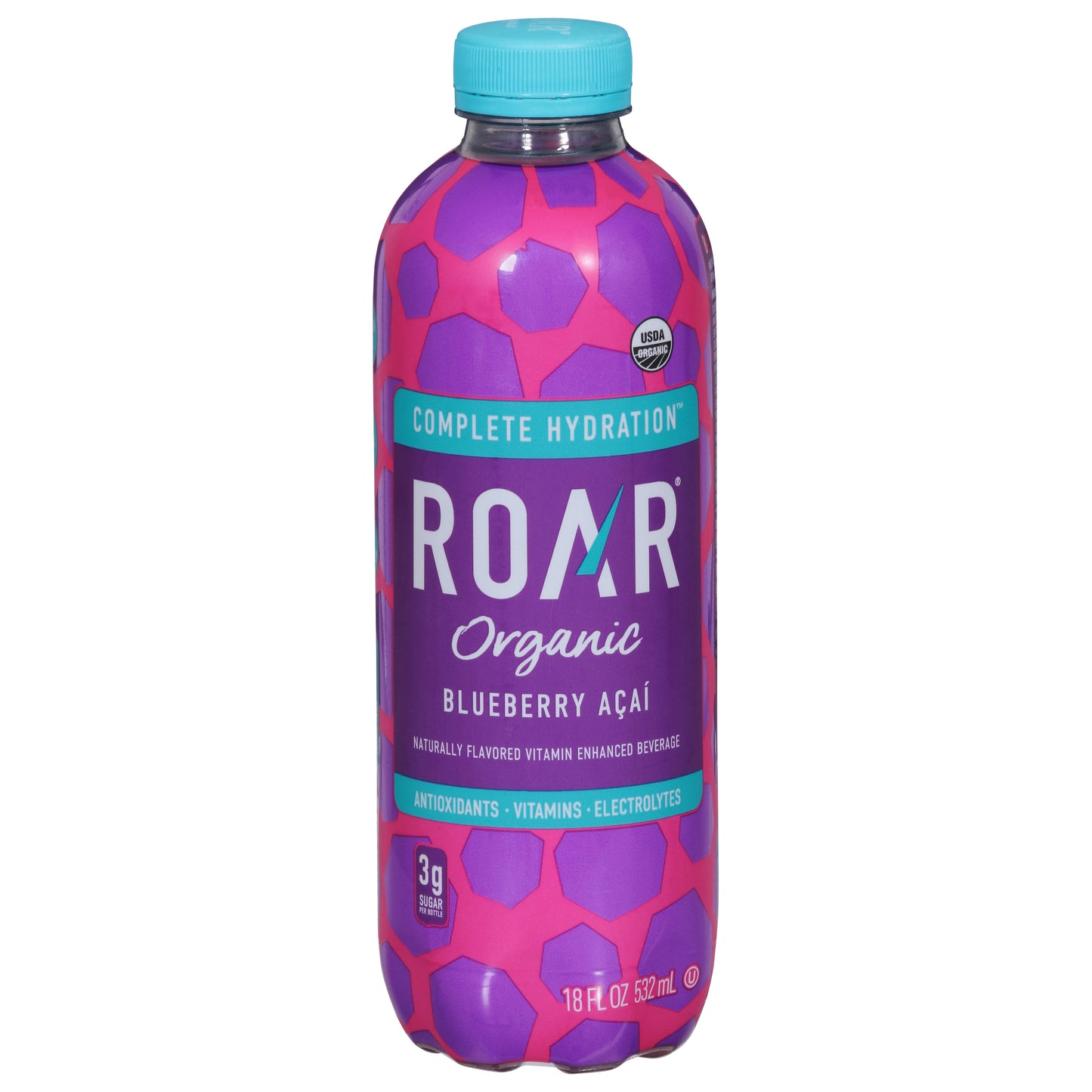 Roar Organic Blueberry Acai Vitamin Enhanced Beverage 18 fl oz