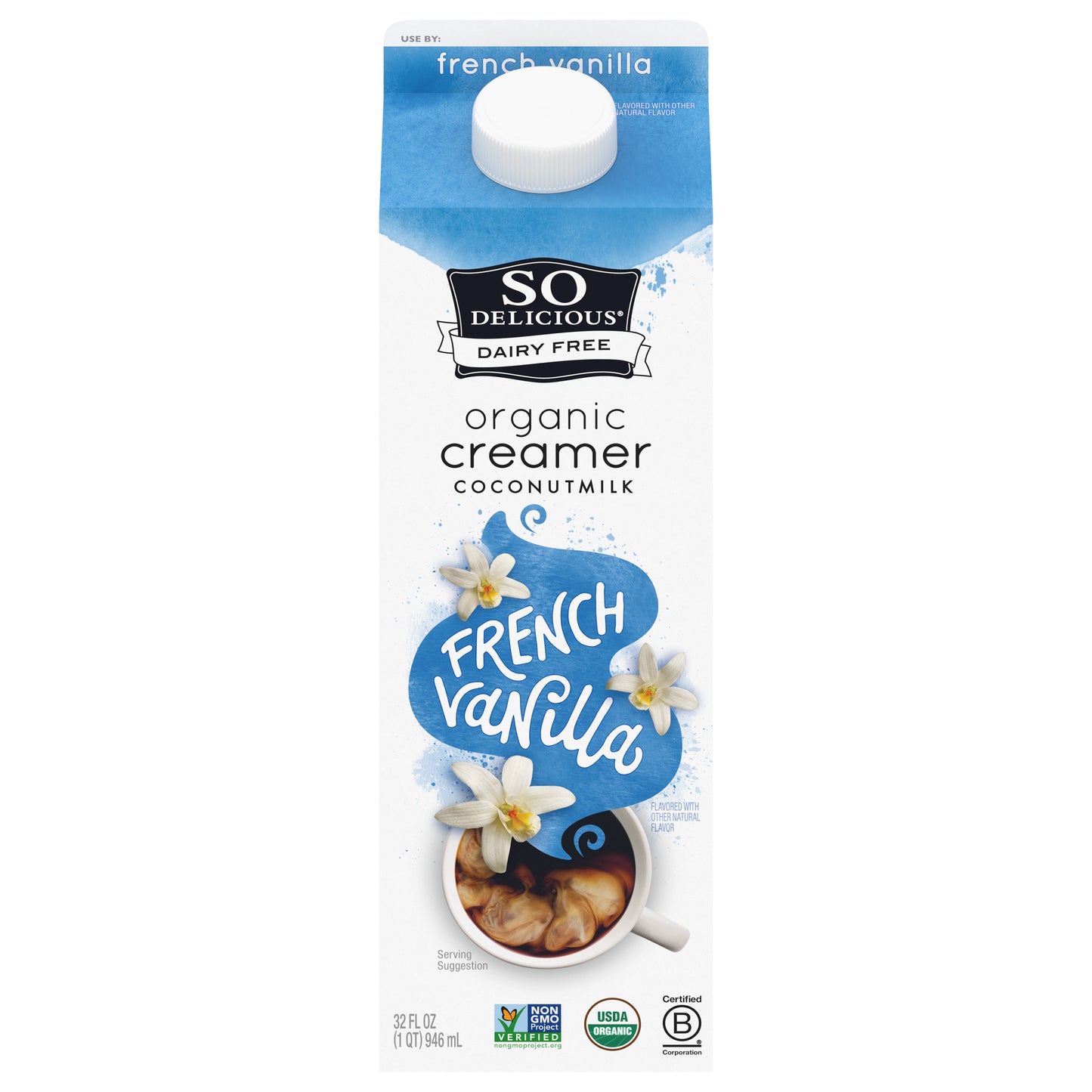 So Delicious Dairy Free Coconut Milk Creamer, French Vanilla, Vegan, Organic, 32 FL OZ Carton