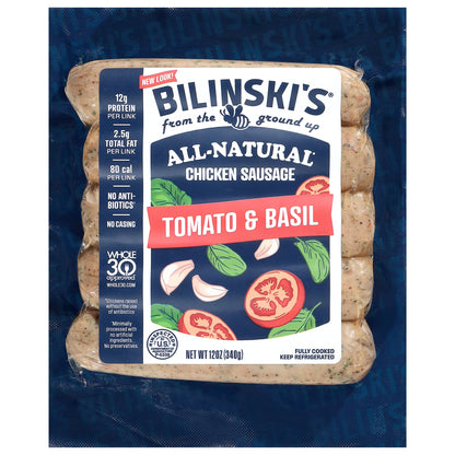 Bilinski's Tomato & Basil Chicken Sausage 12 oz