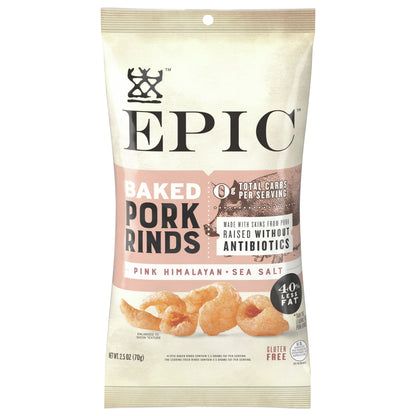 EPIC Pink Himalayan & Sea Salt Baked Pork Rinds, Keto Friendly, 2.5 oz