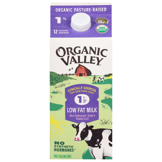 Organic Valley 1% Milk Fat Low Fat Milk 0.5 gal