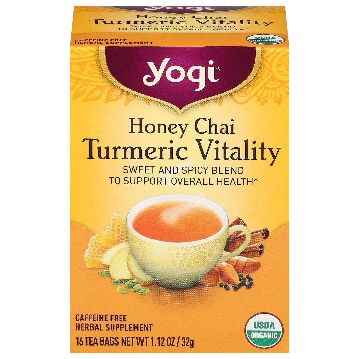 Yogi Turmeric Vitality Honey Chai Herbal Tea 16 Tea Bags