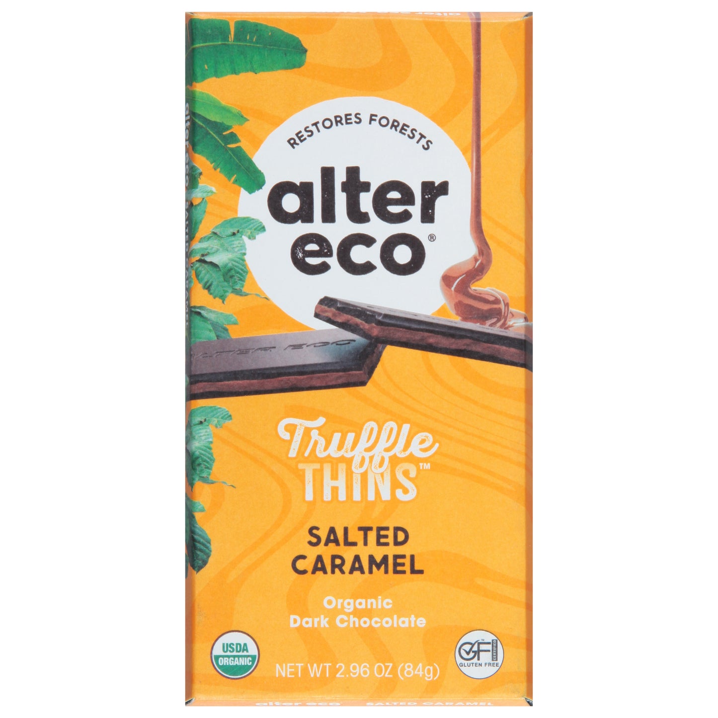 Alter Eco Truffle Thins Dark Organic Salted Caramel Chocolate 2.96 oz