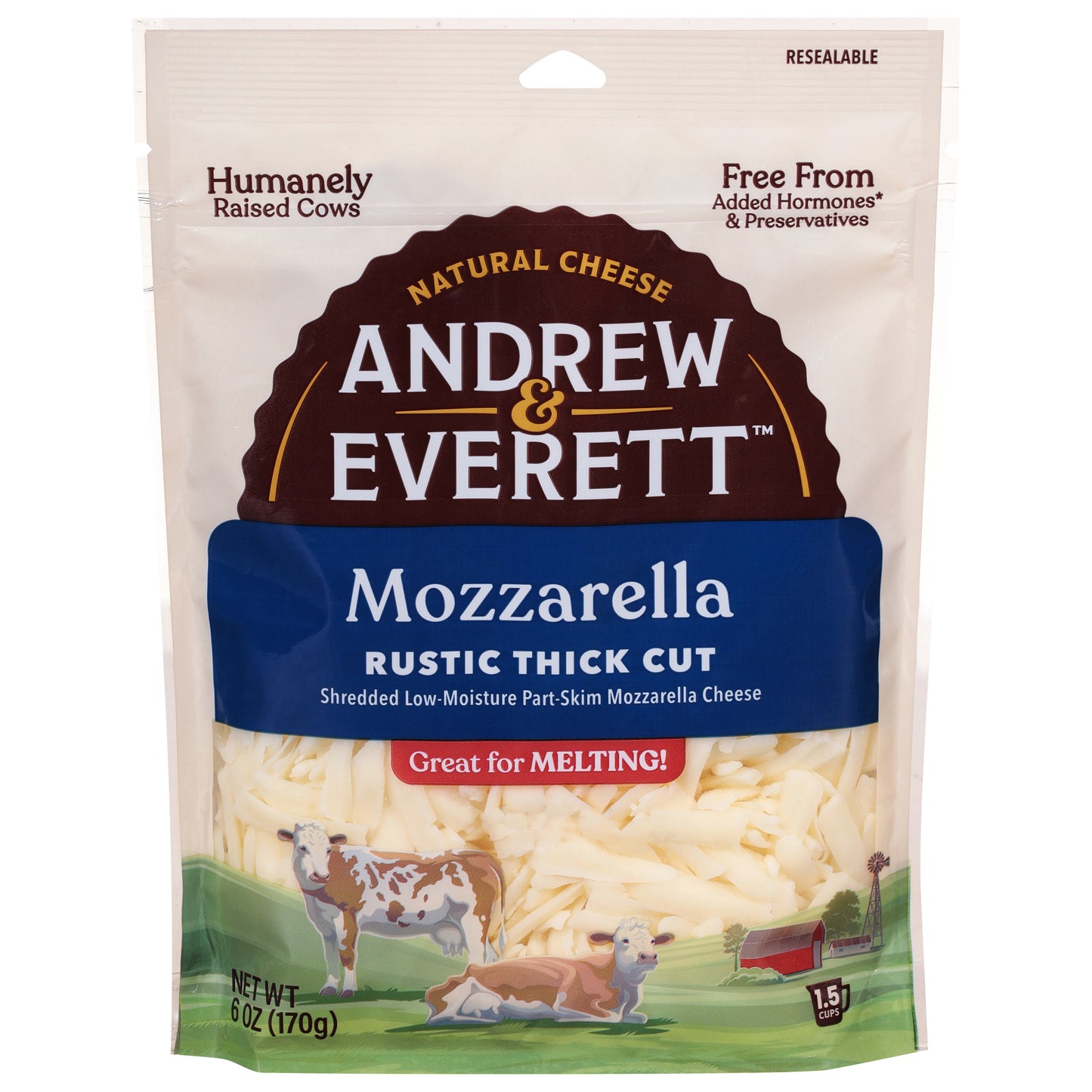 Andrew & Everett Rustic Thick Cut Mozzarella Cheese 6 oz