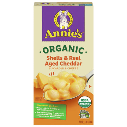 Annie’s Shells Real Aged Cheddar Organic Mac and Cheese Dinner with Organic Pasta, 6 OZ