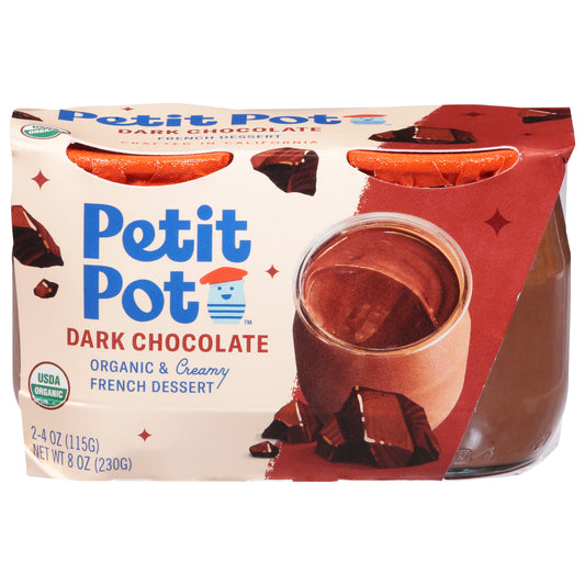 Petit Pot Organic & Creamy Dark Chocolate French Dessert 2 - 4 oz Pots