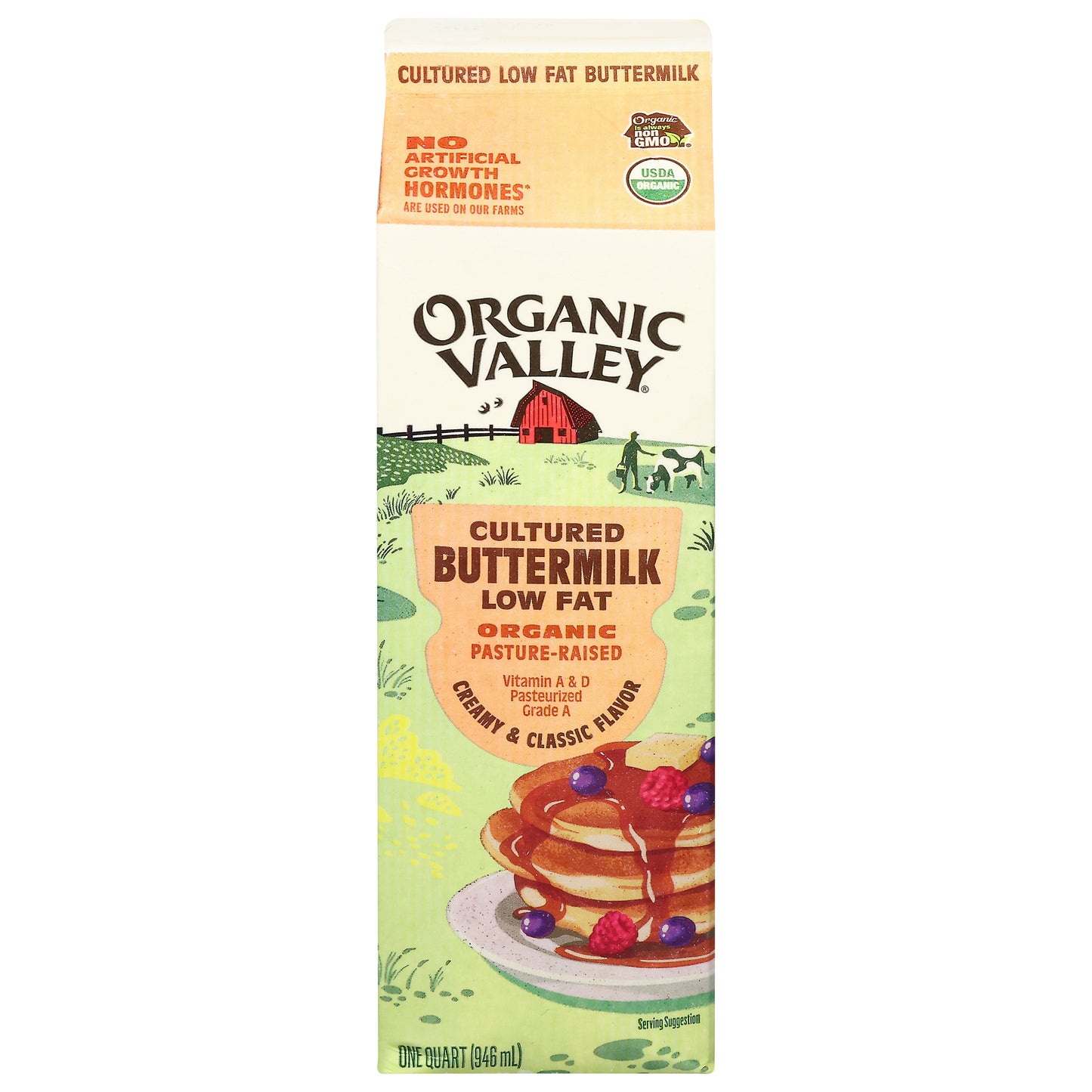 Organic Valley Cultured Low Fat Creamy & Classic Flavor Buttermilk 1 qt