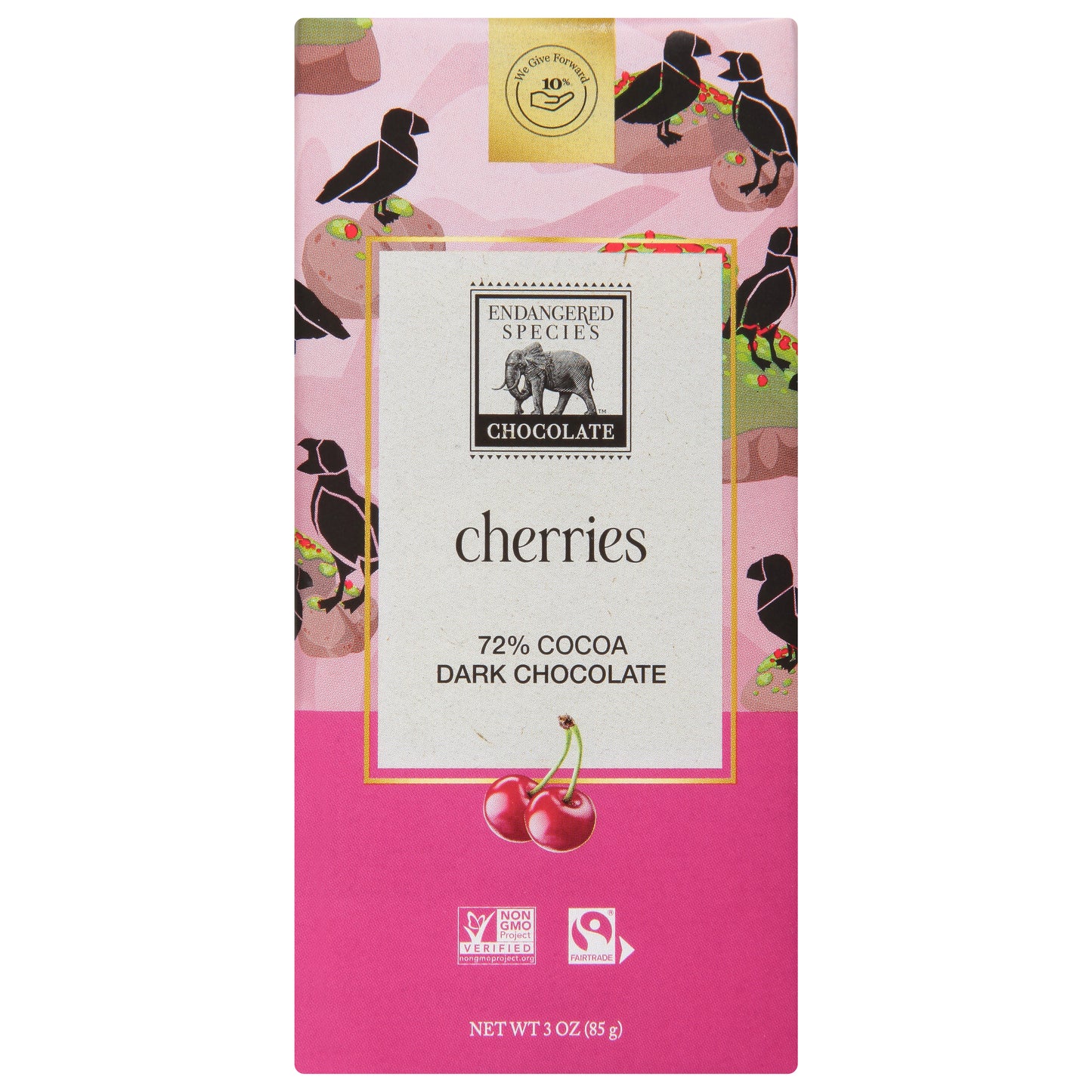 Endangered Species 72% Cocoa Cherries Dark Chocolate 3 oz - Vibrant