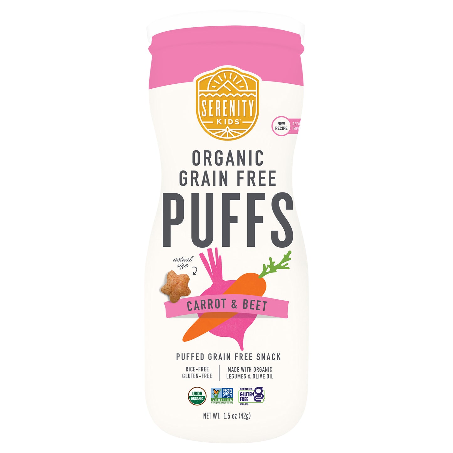 Serenity Kids Grain Free Puffs, Carrot & Beet, 1.5oz