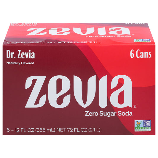 Zevia Zero Sugar Dr. Zevia Soda 6 - 12 fl oz Cans