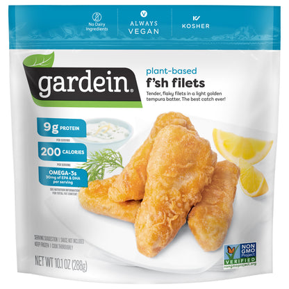 Gardein Golden Plant-Based Fishless Filets, Vegan, Frozen, 10.1 oz.