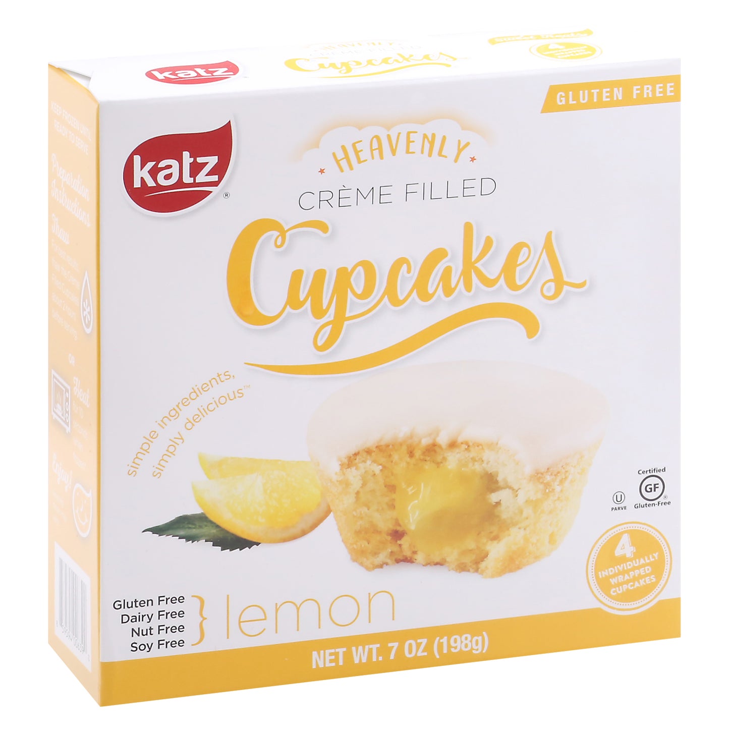 Katz Creme Filled Lemon Cupcakes 4 ea