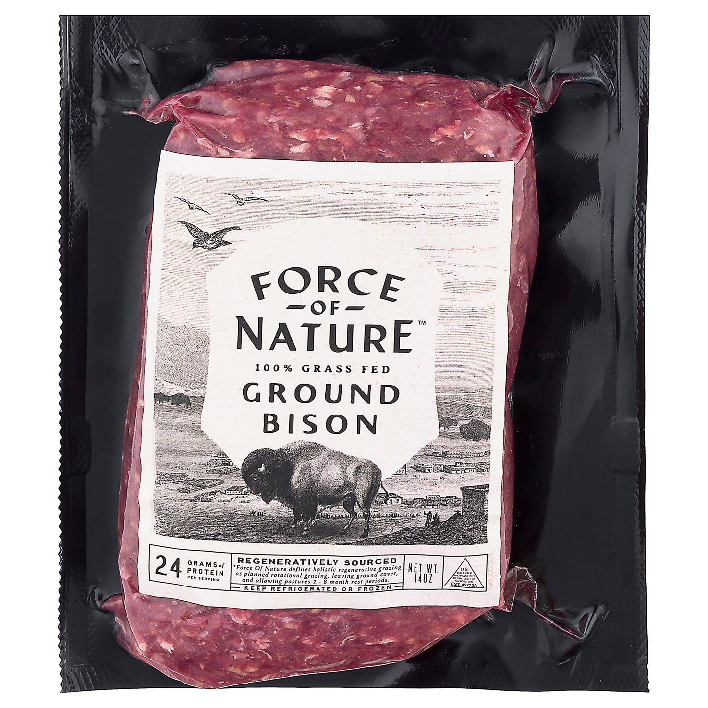 Force Of Nature Ground 100% Grass Fed Bison 14 oz