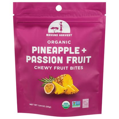 Mavuno Harvest Organic Pineapple + Passion Fruit Chewy Fruit Bites 1.94 oz