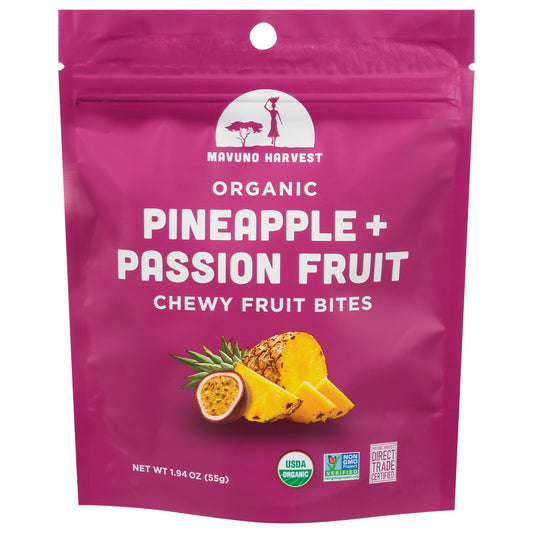 Mavuno Harvest Organic Pineapple + Passion Fruit Chewy Fruit Bites 1.94 oz