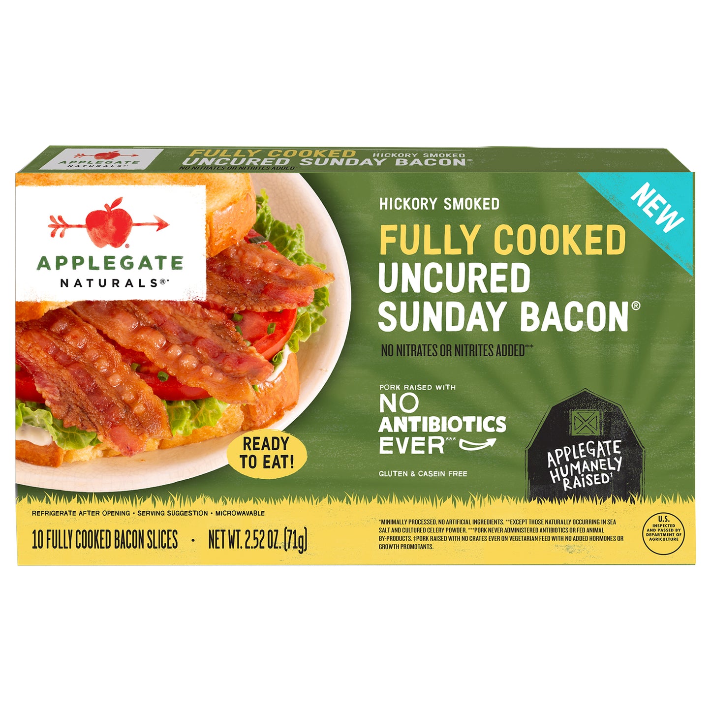 Applegate Naturals Hickory Smoked Fully Cooked Uncured Sunday Bacon